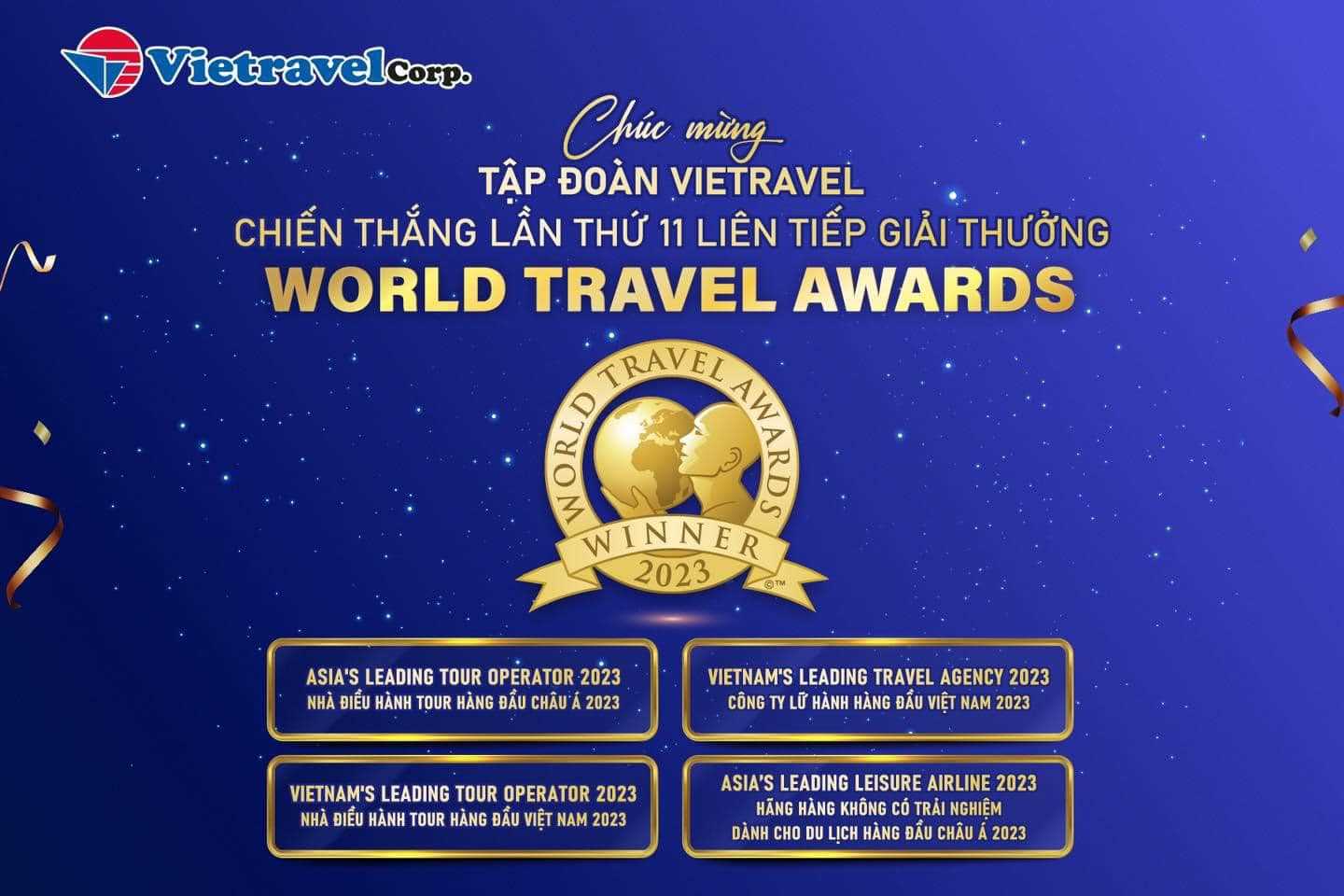Tập đoàn Vietravel tự hào 11 năm liên tiếp nhận các giải thưởng lớn từ World Travel Awards 